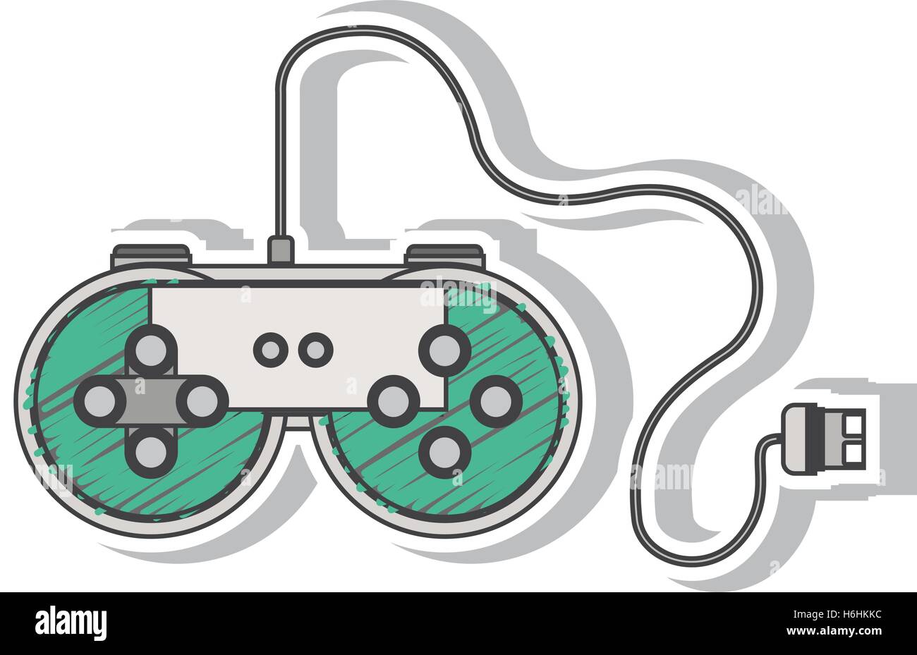 green remote control games with usb wired vector illustration Stock