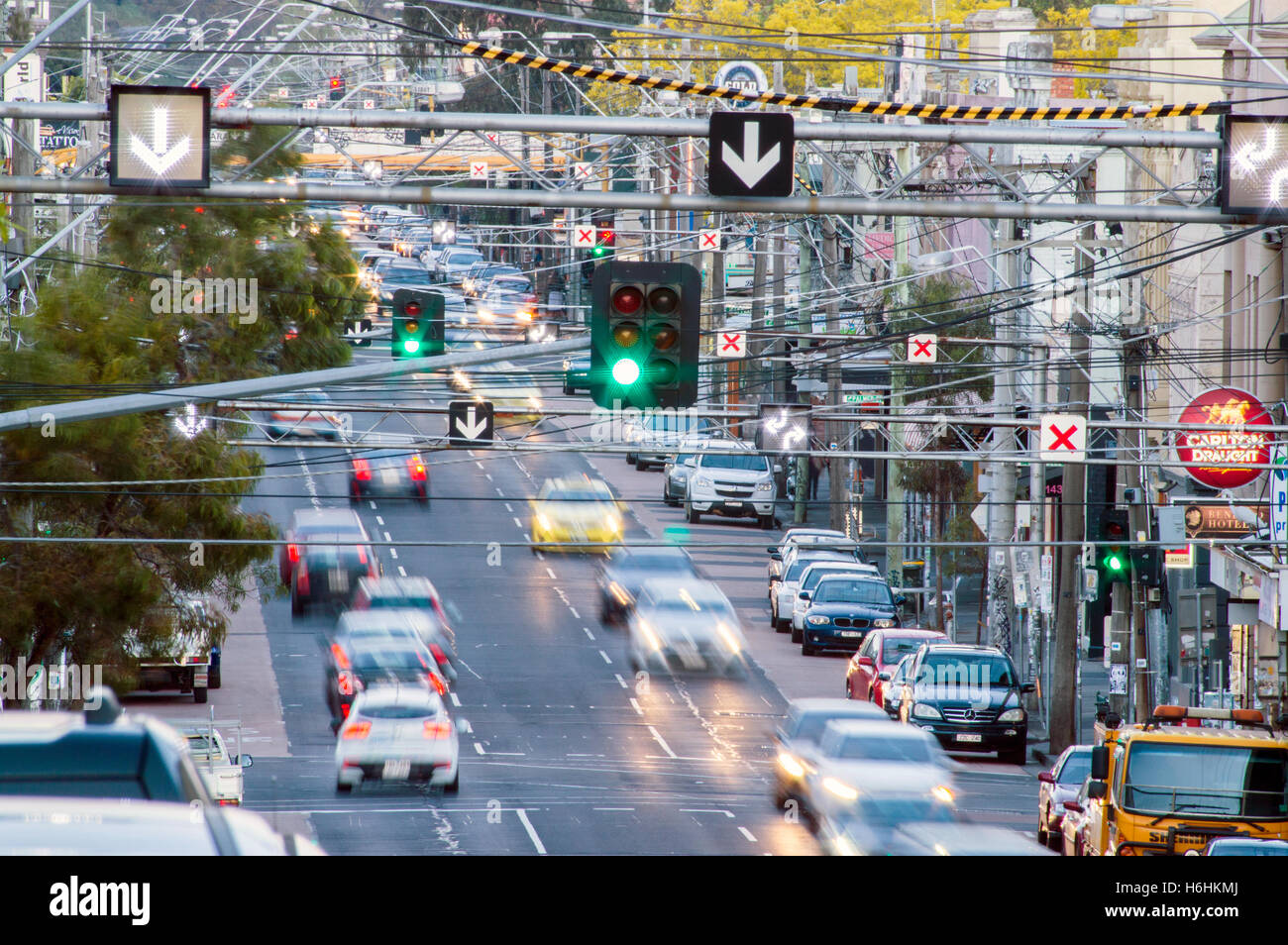 Johnston Street looking east from Smith Street, Melbourne, Victoria, Australia Stock Photo