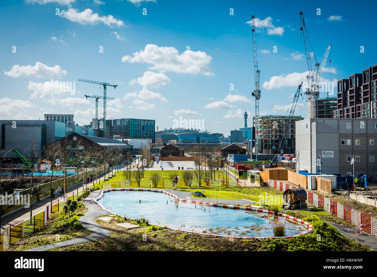 King's Cross Pond Club is the UK's first ever man-made fresh water public bathing pond. Stock Photo