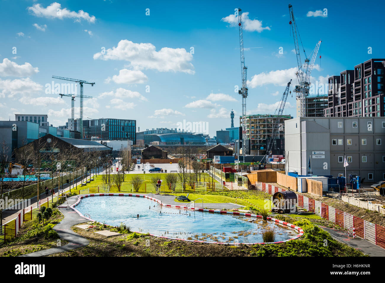 King's Cross Pond Club is the UK's first ever man-made fresh water public bathing pond. Stock Photo