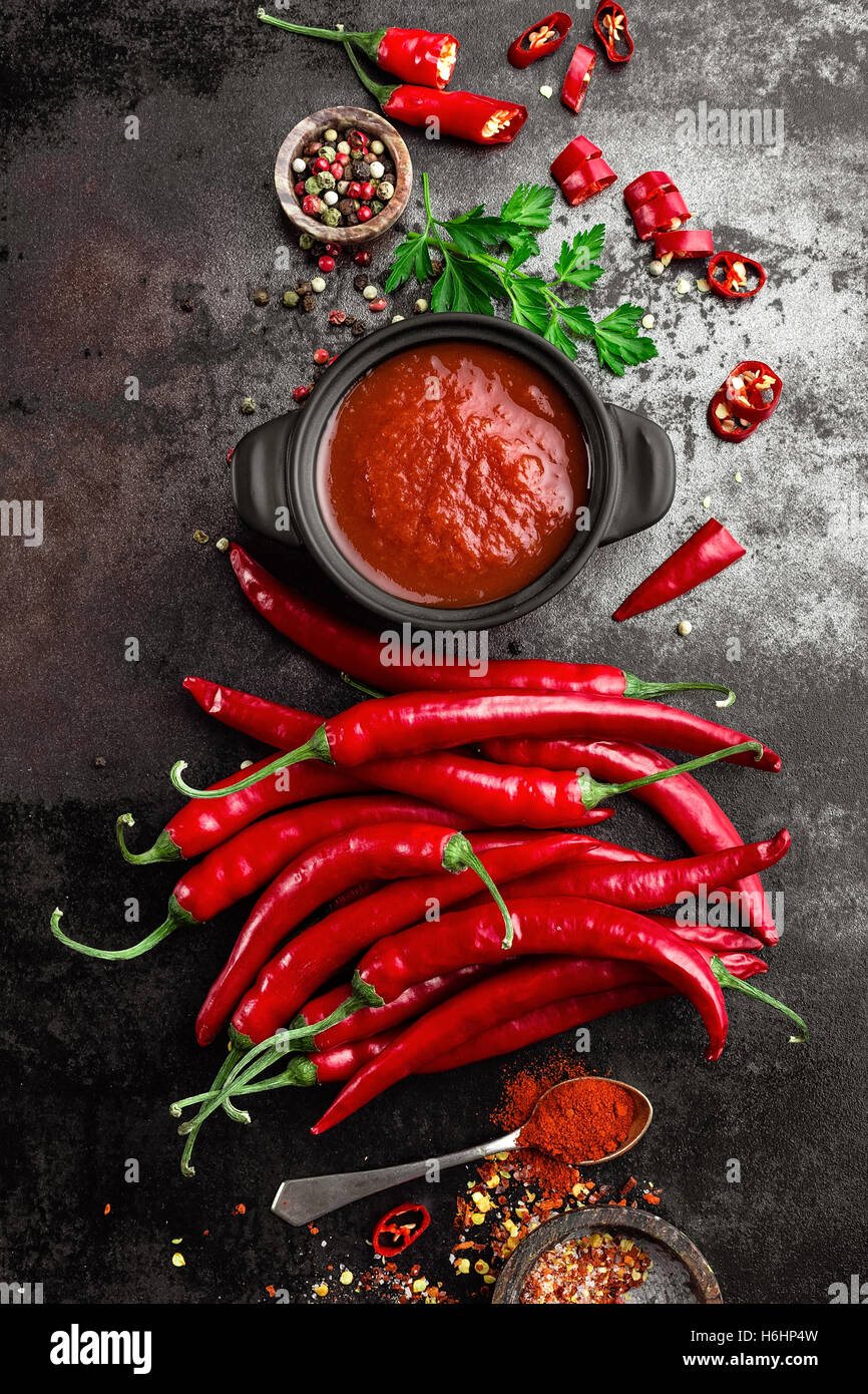 spicy chili sauce, ketchup Stock Photo Alamy