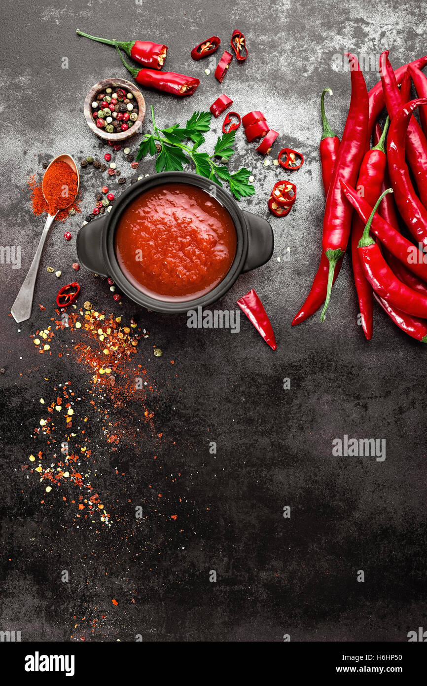 spicy chili sauce, ketchup Stock Photo Alamy