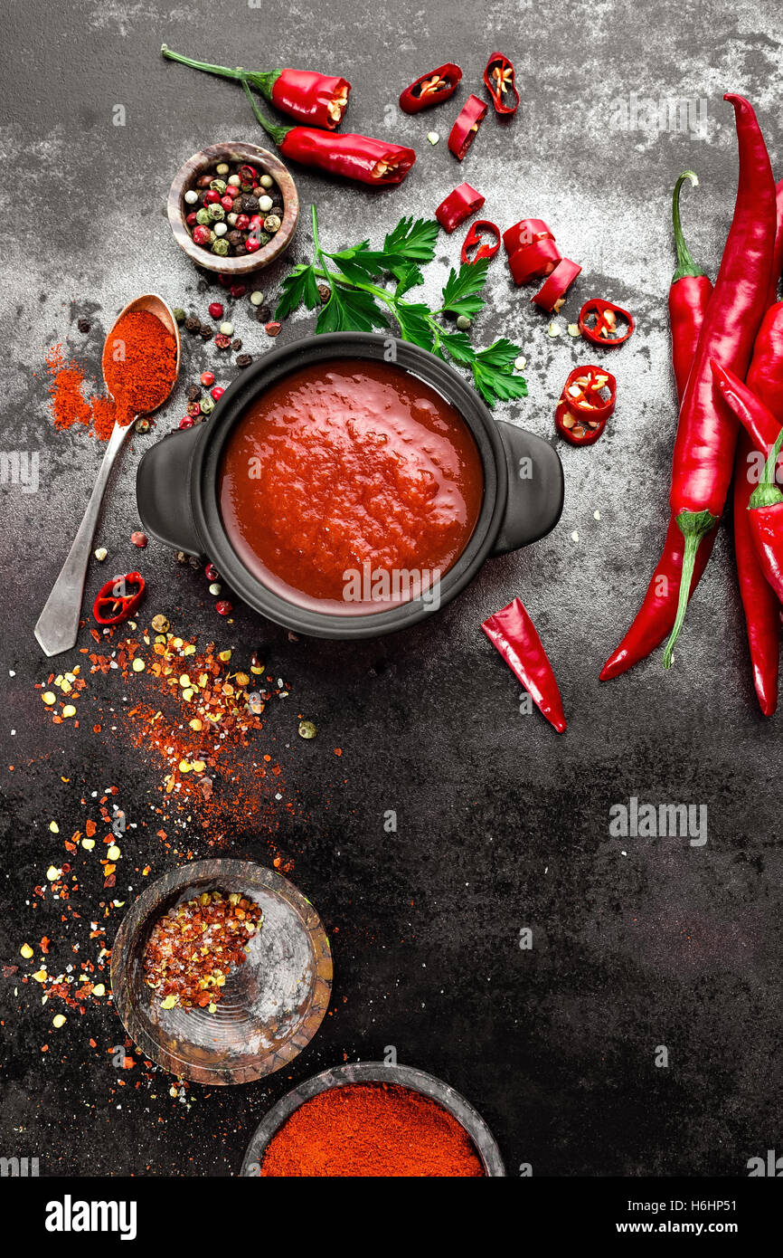 spicy chili sauce, ketchup Stock Photo Alamy