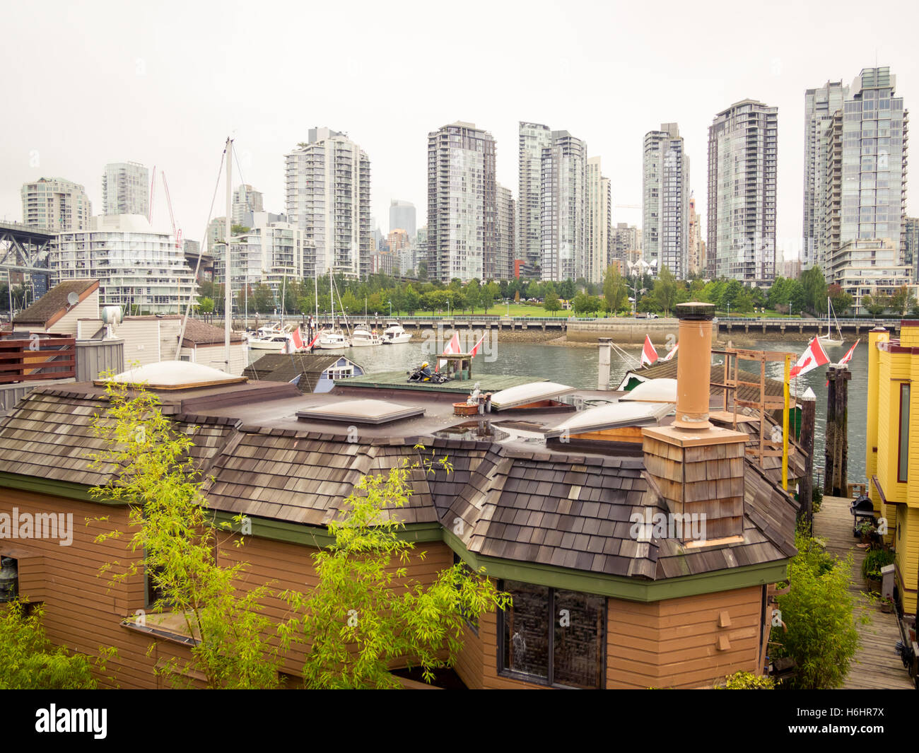The Sea Village houseboats on Granville Island in Vancouver, Canada