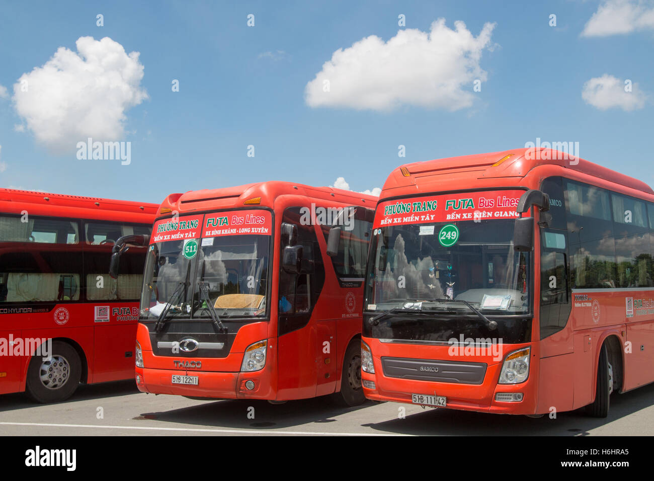 Futa buses coaches at the bus station in Ho Chi Minh city,Vietnam,Asia Stock Photo