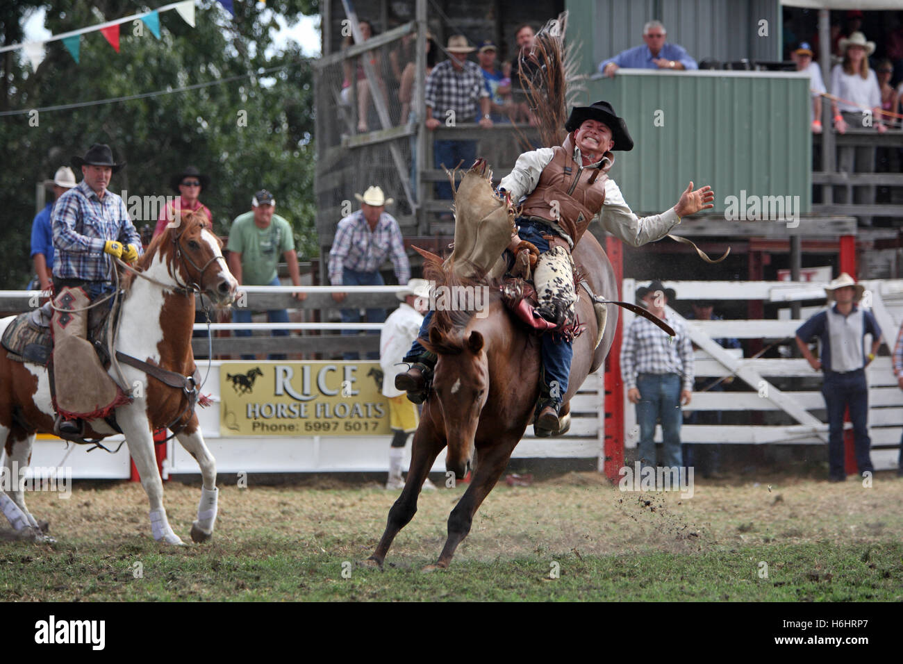 Australian Cowboys at the annual Lang Lang Rodeo. Victoria, Australia. Stock Photo