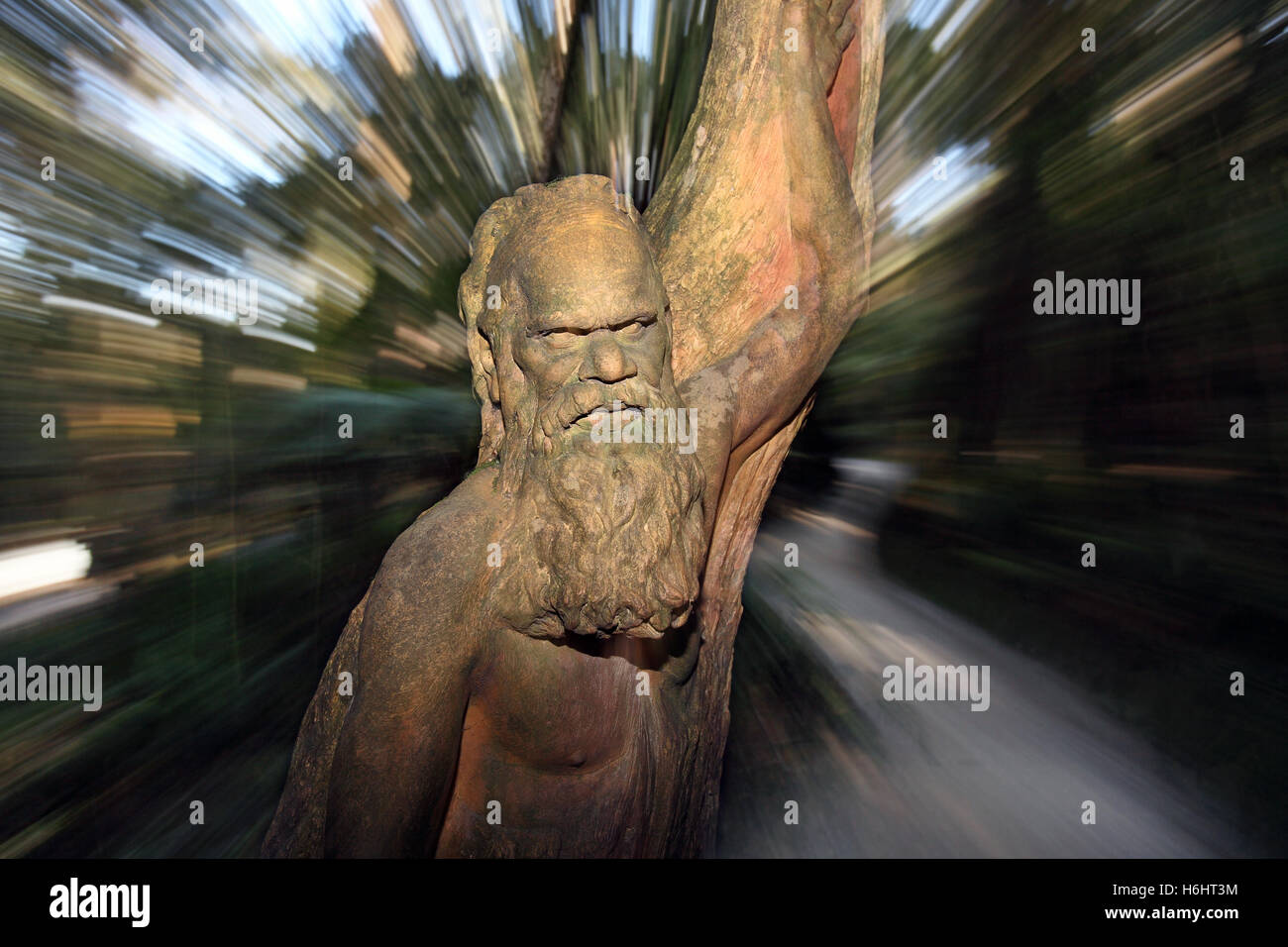 Sculptures of Aboriginal people at the William Rickett Sanctuary. Dandenong ranges, Victoria, Australia. Stock Photo