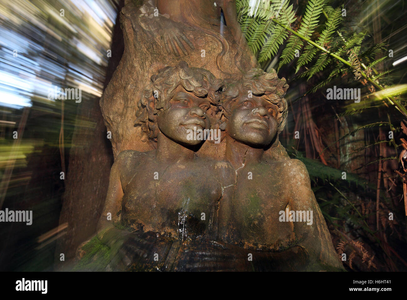 Sculptures of Aboriginal people at the William Rickett Sanctuary. Dandenong ranges, Victoria, Australia. Stock Photo