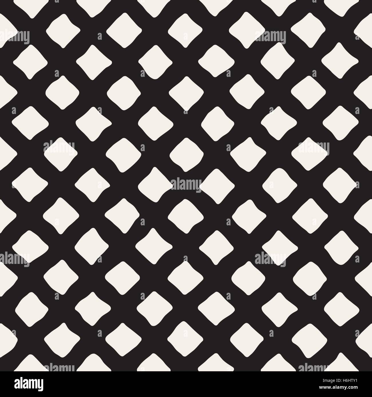 Vector Seamless Black and White Hand Drawn Rhombus Pattern. Abstract ...