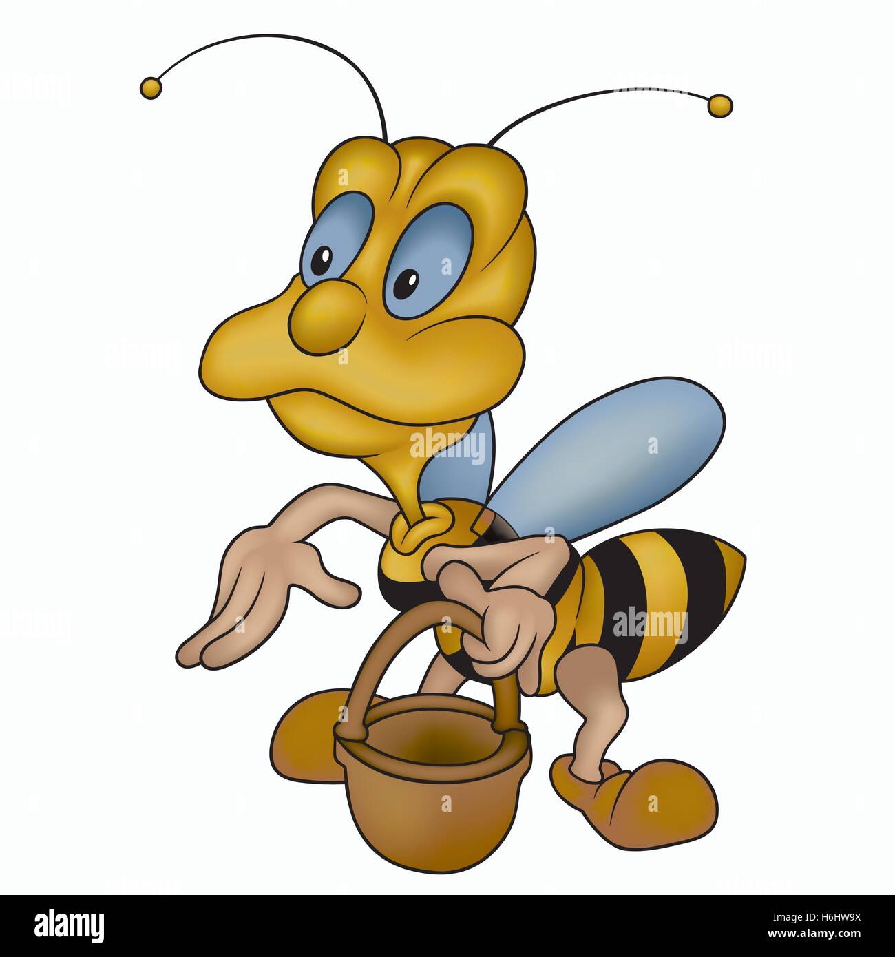 Honeybee Holding Handbasket Stock Vector