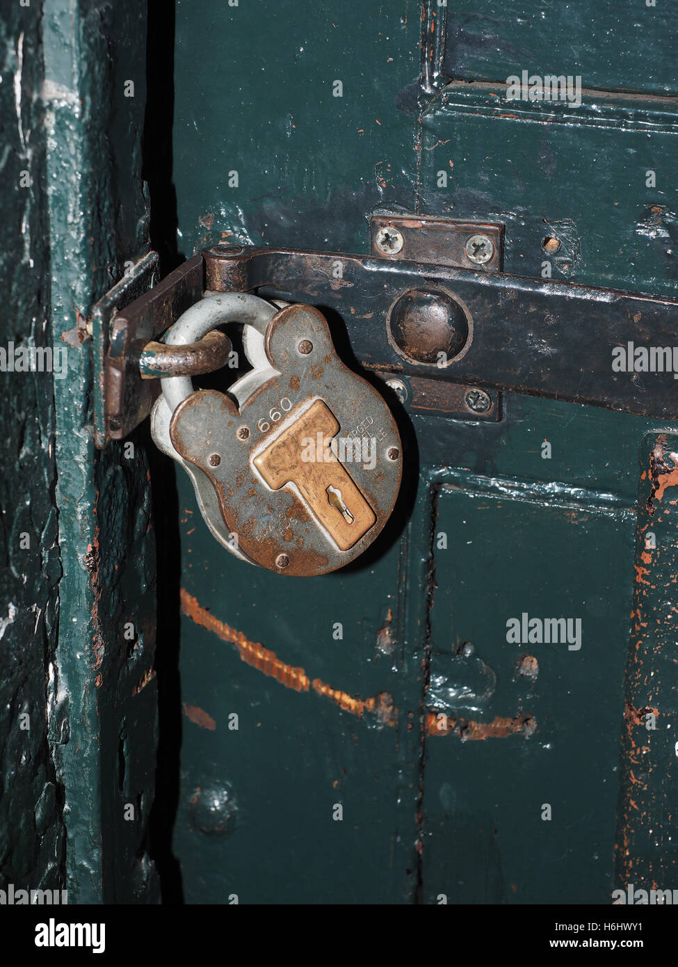 antique padlock on jail cell door in Kilmainham Gaol Jail Museum Dublin Ireland Europe Stock Photo