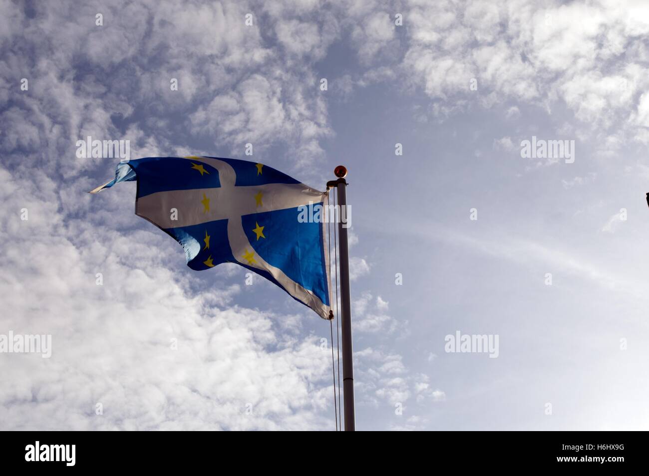 Scottish EU flag flying Stock Photo