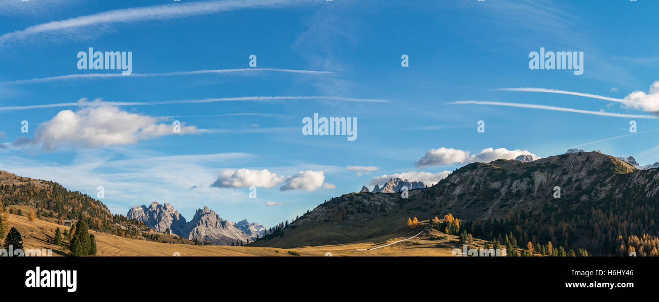 Hiking the nature park fanes prags in the dolomite alps hi-res stock ...