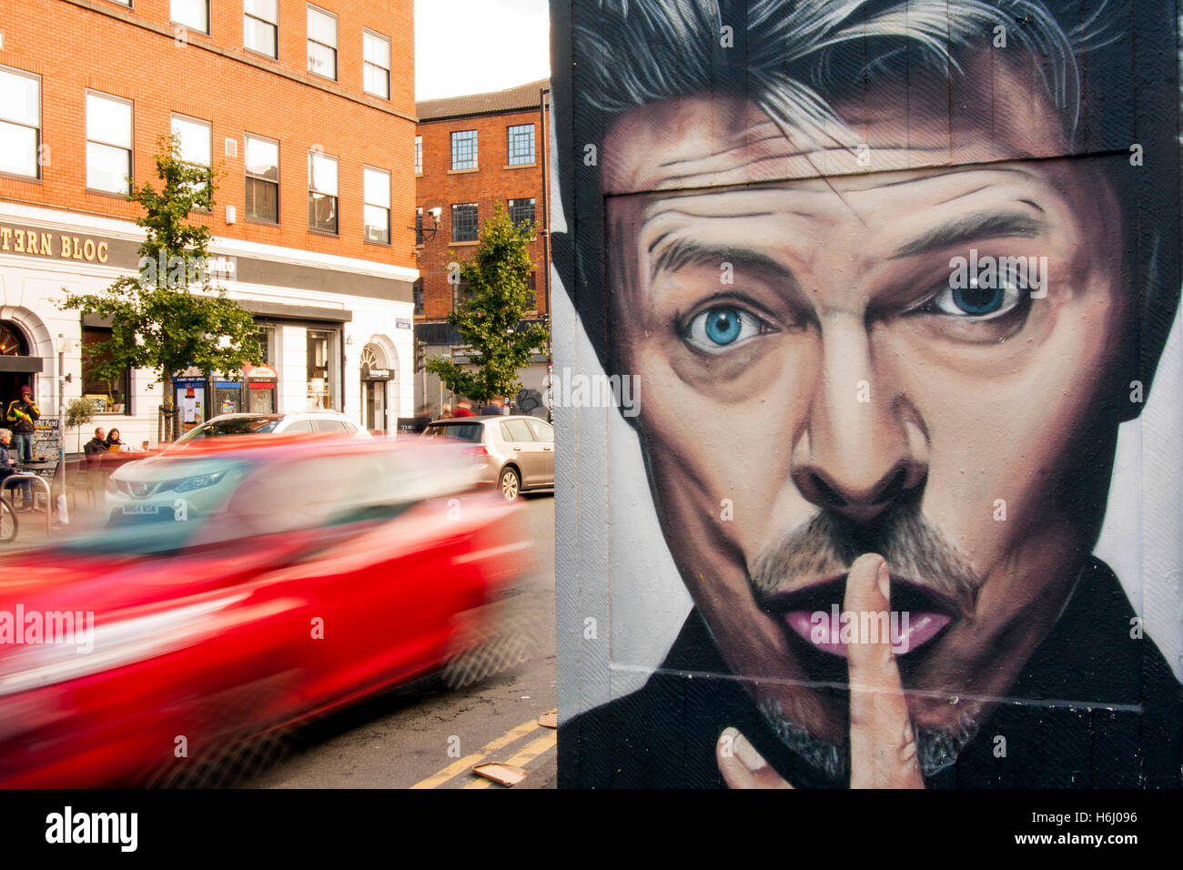 David Bowie Tribute Mural Northern Quarter Manchester Stock Photo
