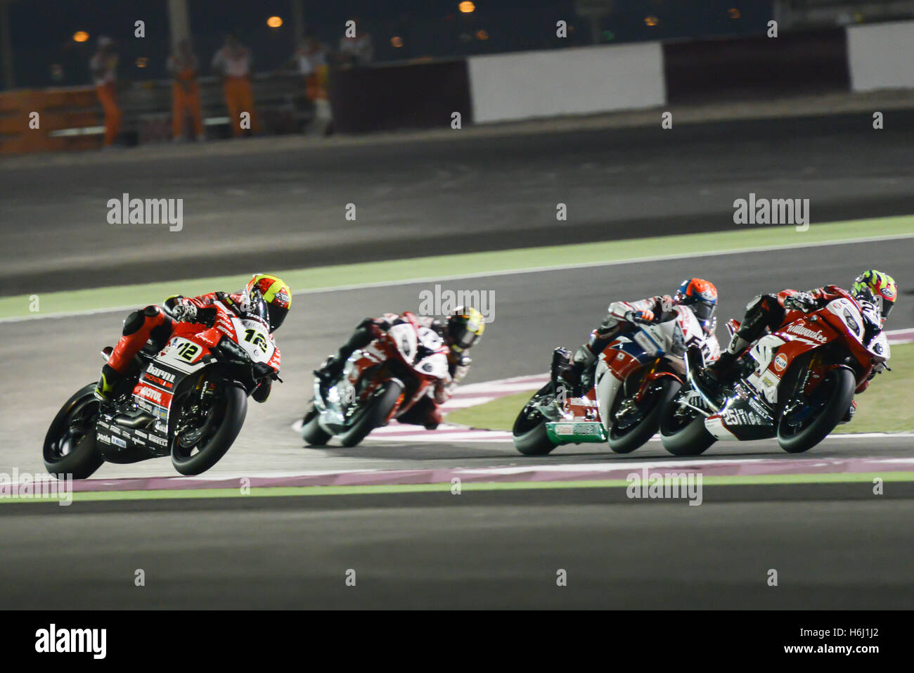 Losail Circuit Doha, Qatar.  28th October 2016.  Xavi Fores who rides for Ducati during the final round of the 2016 FIM World Superbike Championship (c) Gina Layva/Alamy Stock Photo