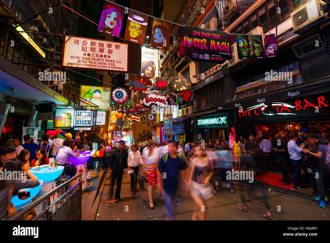 The famous Lan Kwai Fong bar area, Hong Kong, China Stock Photo - Alamy