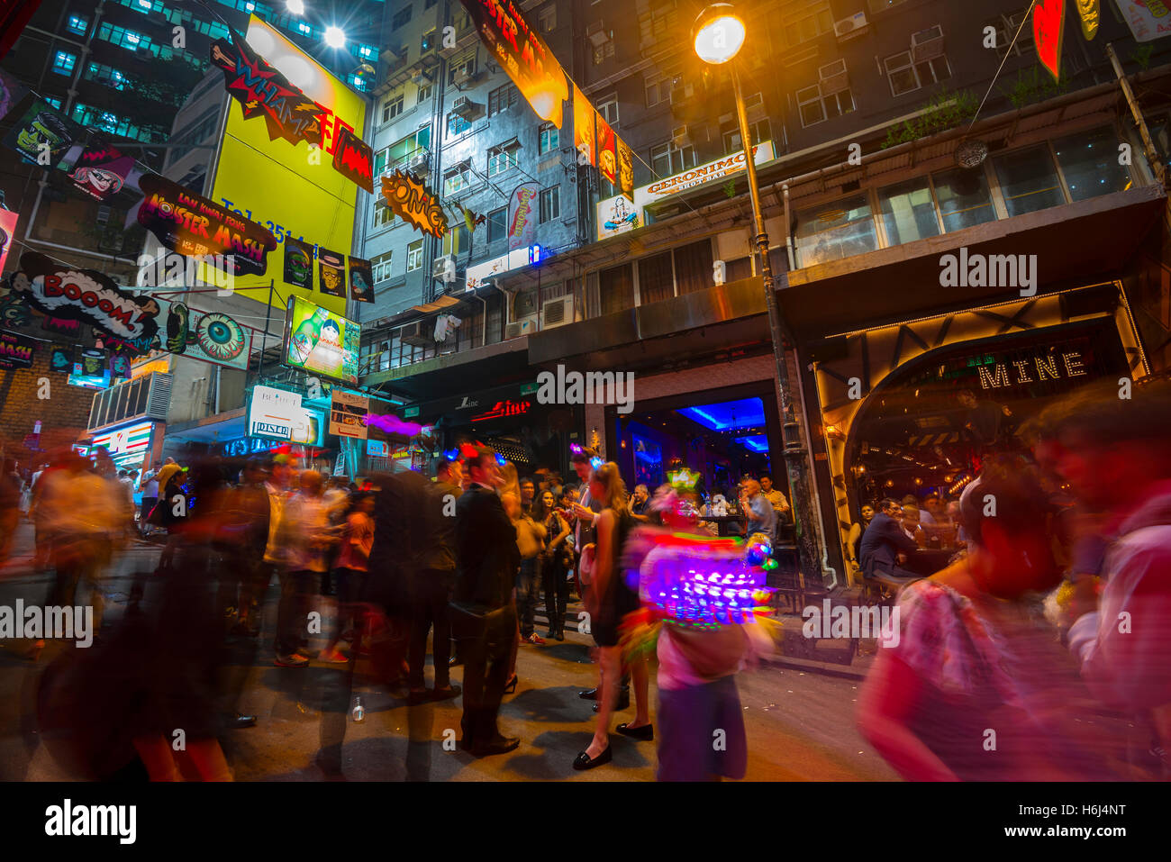 The famous Lan Kwai Fong bar area, Hong Kong, China. Stock Photo