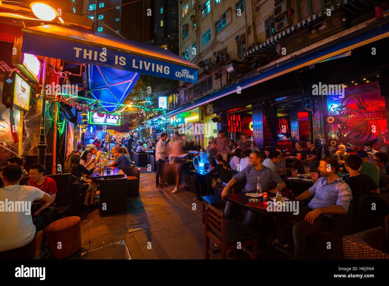 The famous Lan Kwai Fong bar area, Hong Kong, China Stock Photo - Alamy