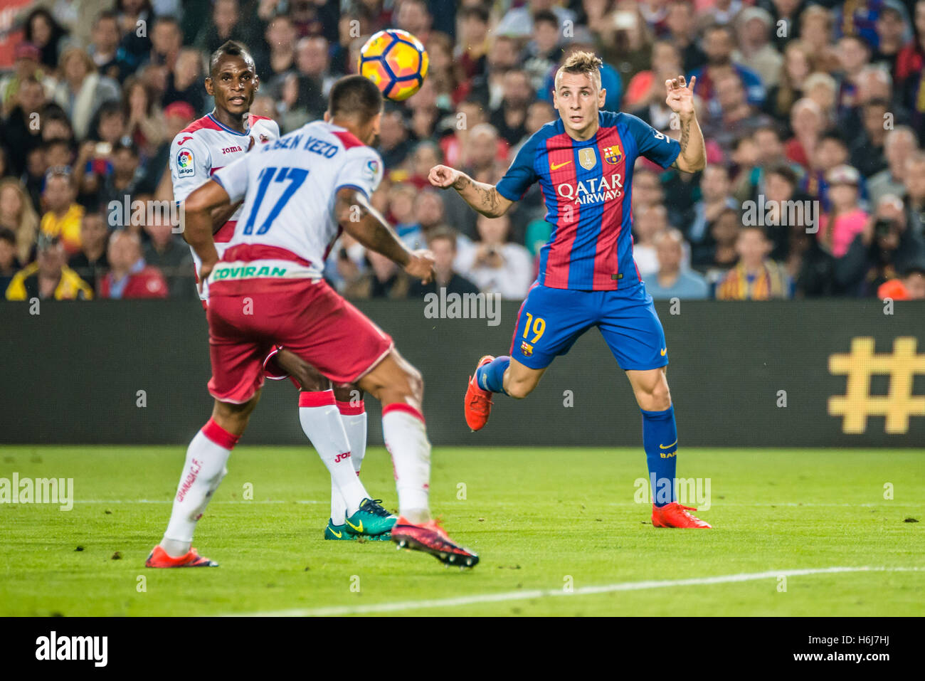 Barcelona, Catalonia, Spain. 29th Oct, 2016. FC Barcelona defender DIGNE in action in the LaLiga match between FC Barcelona and Granada CF at the Camp Nou stadium in Barcelona © Matthias Oesterle/ZUMA Wire/Alamy Live News Stock Photo