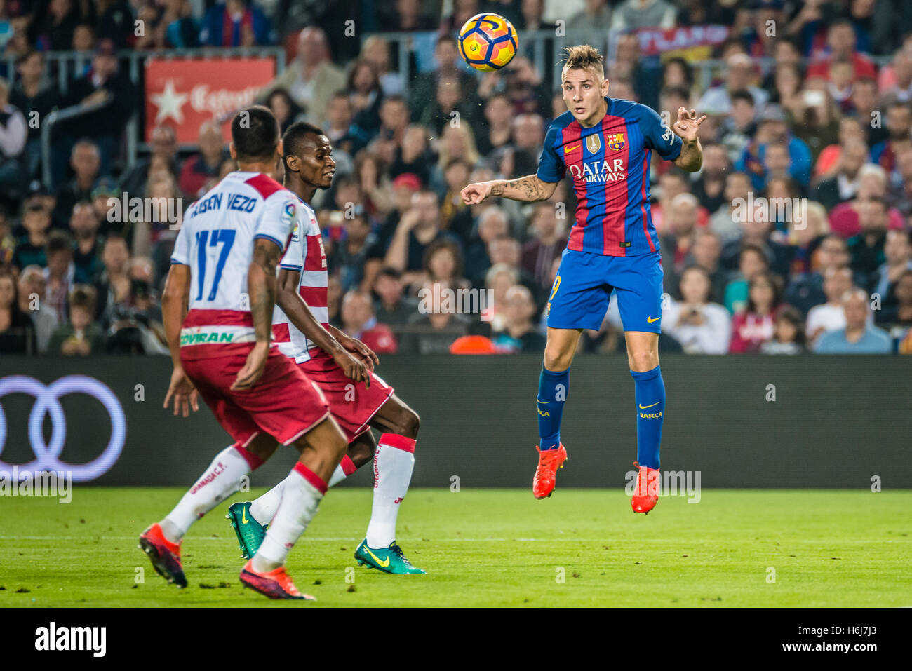 Barcelona, Catalonia, Spain. 29th Oct, 2016. FC Barcelona defender DIGNE in action in the LaLiga match between FC Barcelona and Granada CF at the Camp Nou stadium in Barcelona © Matthias Oesterle/ZUMA Wire/Alamy Live News Stock Photo