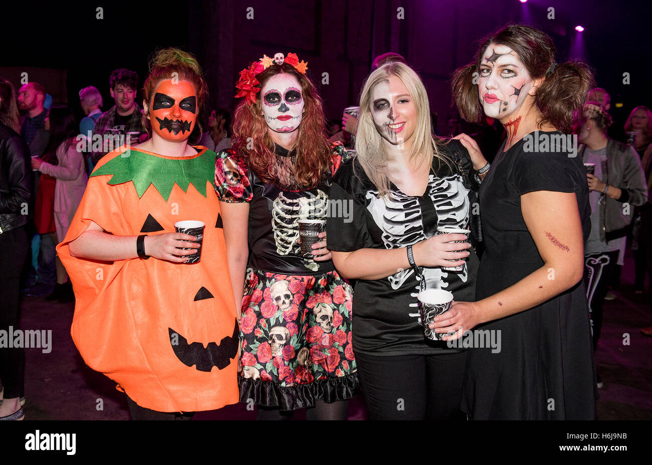 Liverpool, UK. 29th October 2016. fans in awesome halloween costumes