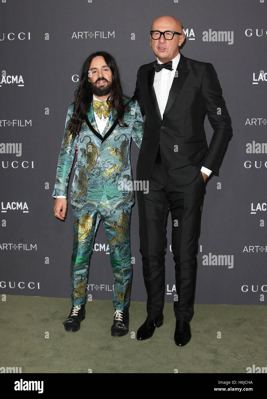 Los Angeles, CA - OCTOBER 29: Alessandro Michele, Marco Bizzarri at the  2016 LACMA Art + Film Gala Honoring Robert Irwin And Kathryn Bigelow  Presented By Gucci at LACMA in Los Angeles,