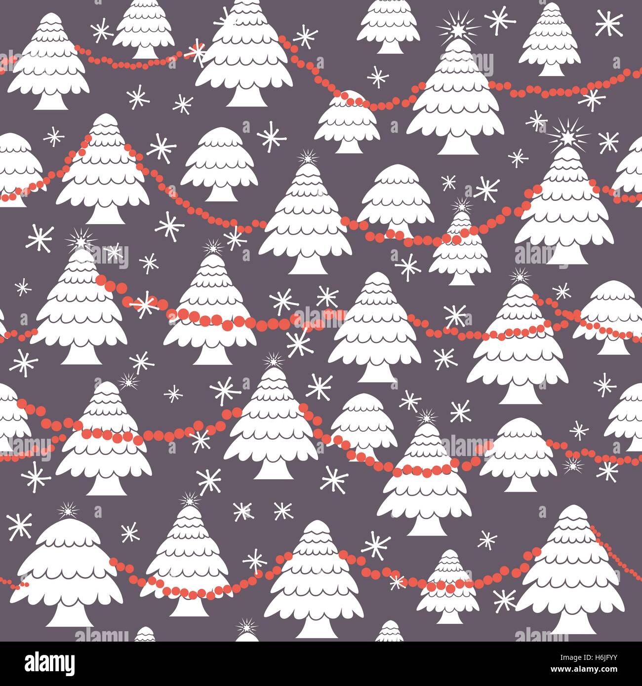 Seamless christmas pattern in flat style. Christmas tree garland ribbon ...