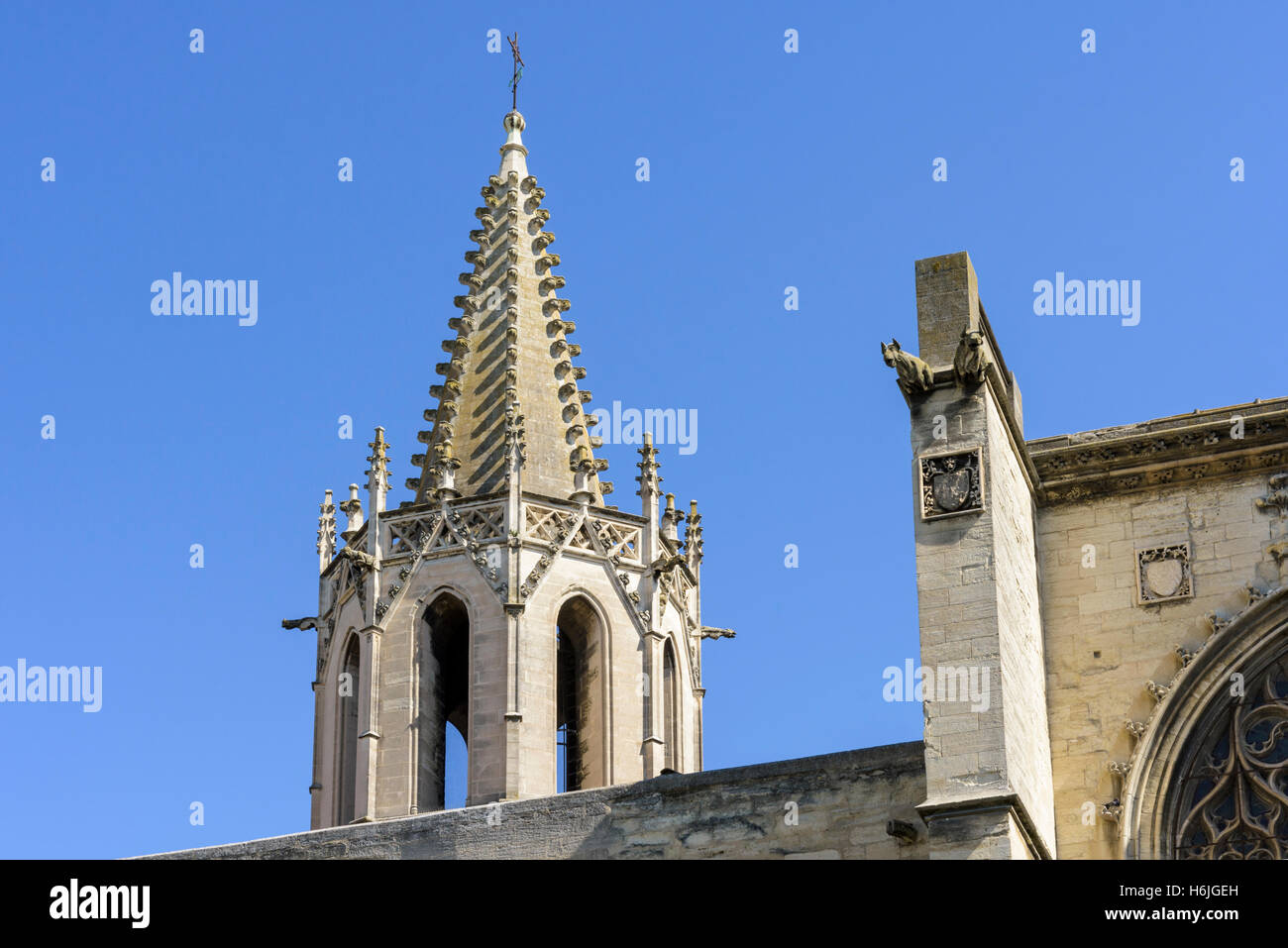 Detail of the Protestant church, Temple Saint-Martial d'Avignon from Square Agricol Perdiguier, Avignon, France Stock Photo