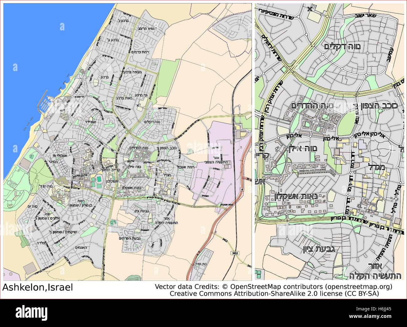 Ashkelon Israel City Map H6JJ45 