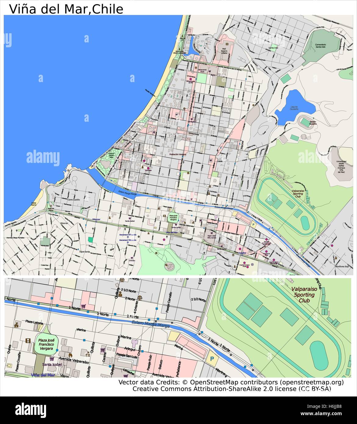 Vina Del Mar Map Vina Del Mar Chile City Map Stock Vector Image & Art - Alamy
