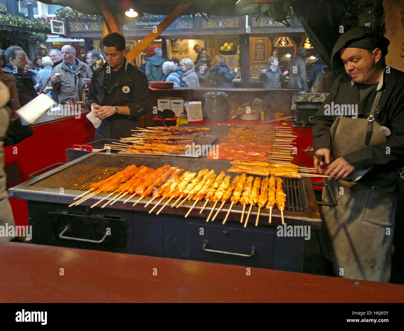 Grilled food at Old Town Cologne Christmas Market Stock Photo
