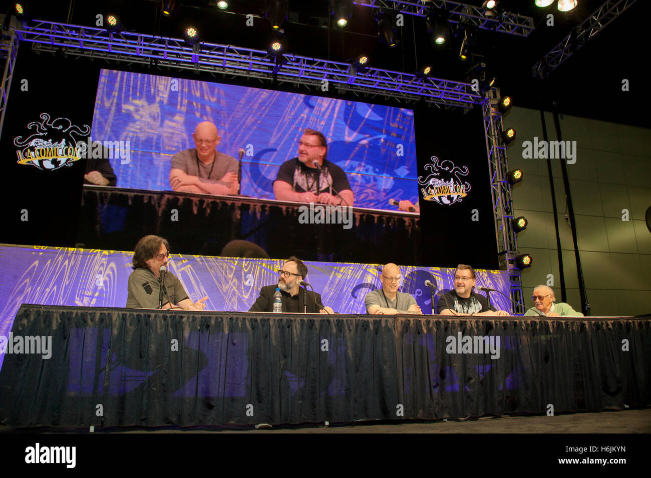 STAN LEE LA COMIC CON: October 29, 2016, Los Angeles, California. Stan Lee with Marvel creators discuss their work. Stock Photo