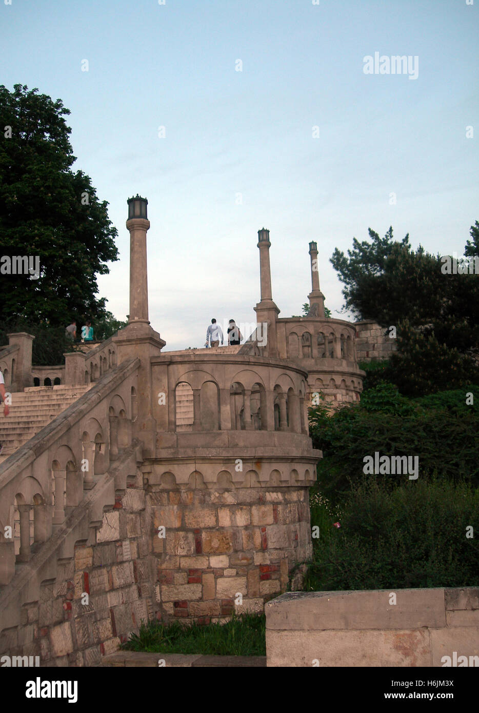 famous stone stairway steps in Kalemegdan Fortress Park Belgrade, Serbia, Europe Stock Photo