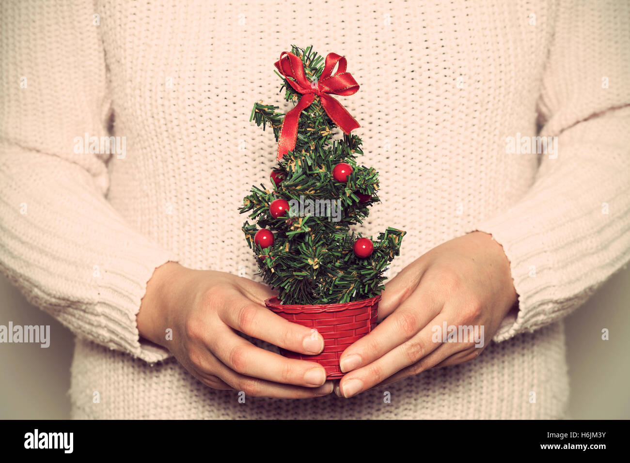 Vintage christmas tree woman hi-res stock photography and images - Alamy
