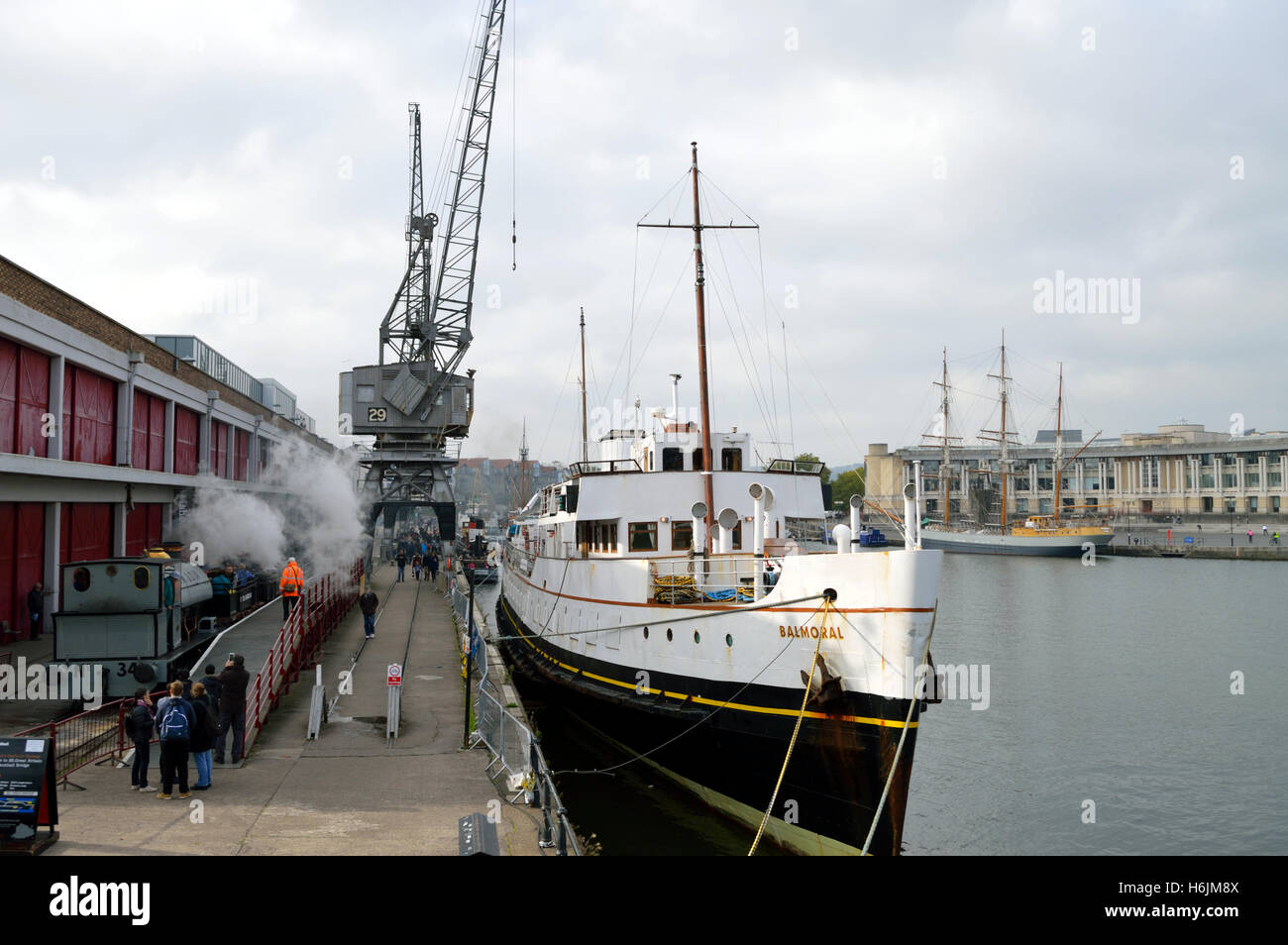 The MV Balmoral ship moored outside the M shed museum in Bristol's Floating Harbour Stock Photo
