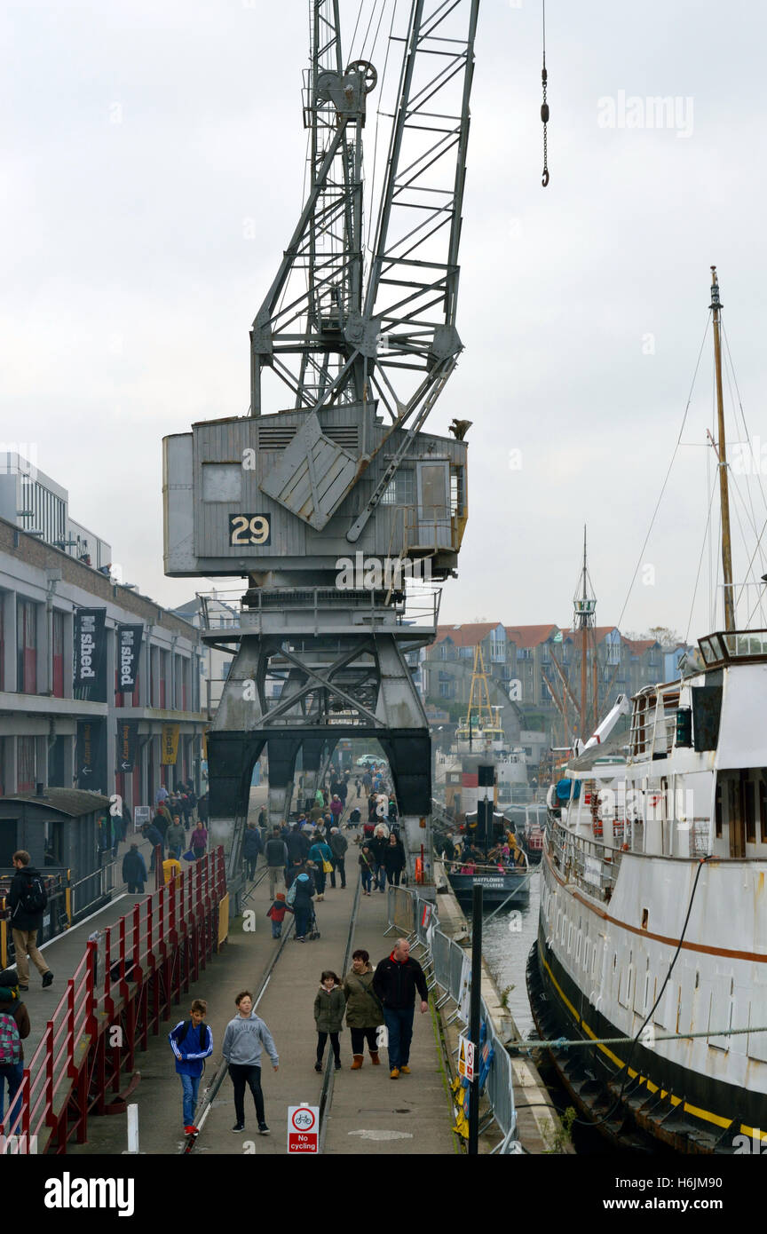 One of the preserved steam cranes outside the M shed museum at Bristol harbourside, UK Stock Photo