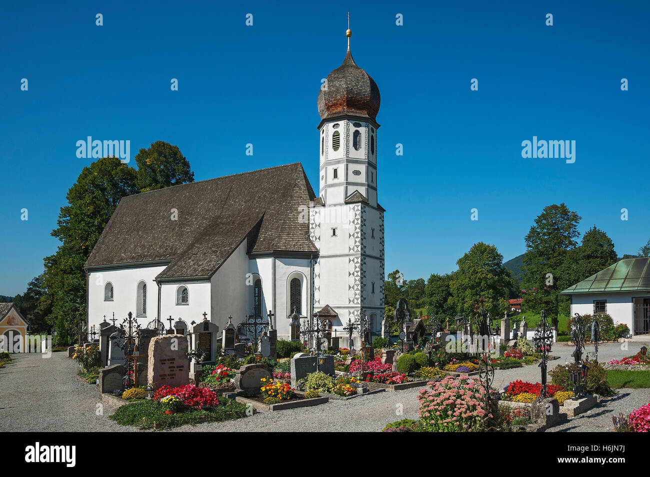 Chapel of Mariä Schutz in Fischbachau, Upper Bavaria, Bavaria, Germany Stock Photo