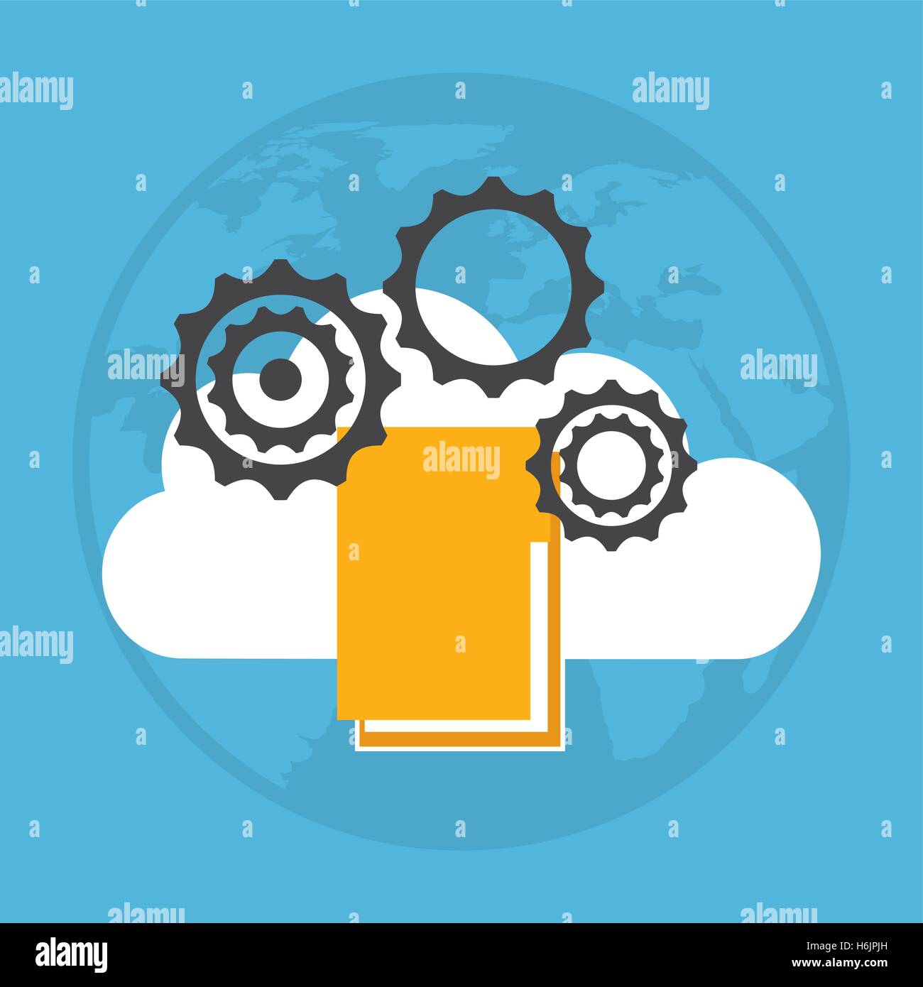 Document gears cloud data center Stock Vector Images - Alamy