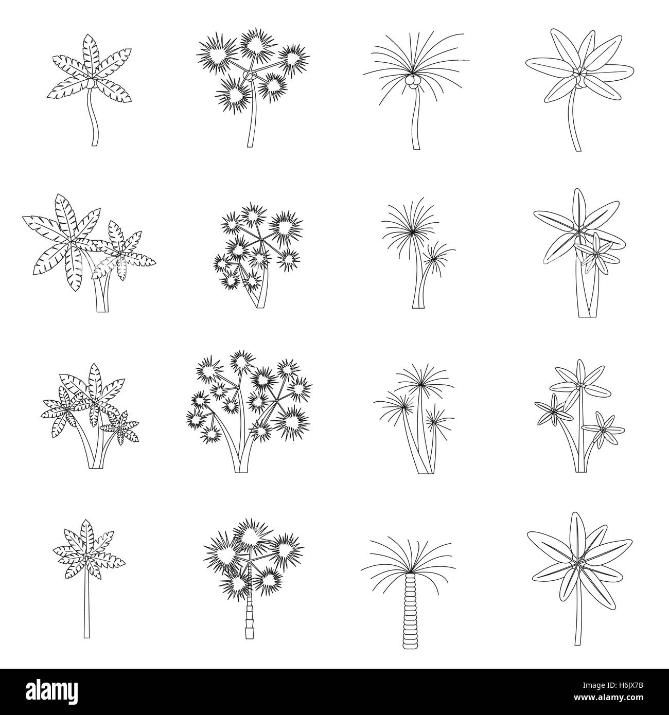 Palm tree icons set, outline style Stock Vector Image & Art - Alamy