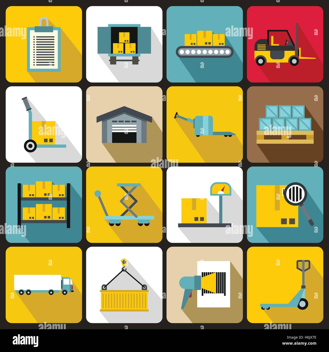 Logistic icons set, flat style Stock Vector Image & Art - Alamy