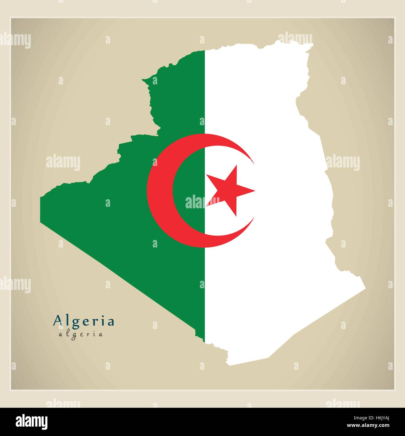 Modern Map - Algeria flag colored DZ Stock Vector