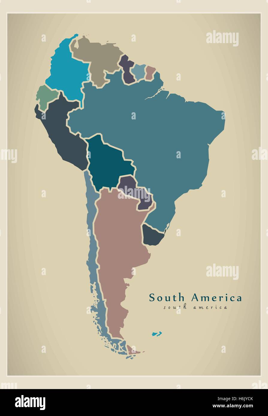 South america countries map hi-res stock photography and images - Alamy