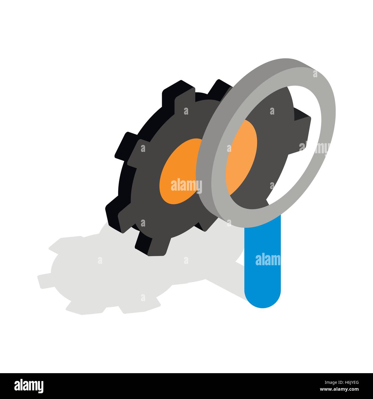 Magnifying Glass and gears icon isometric 3d style Stock Vector Image ...