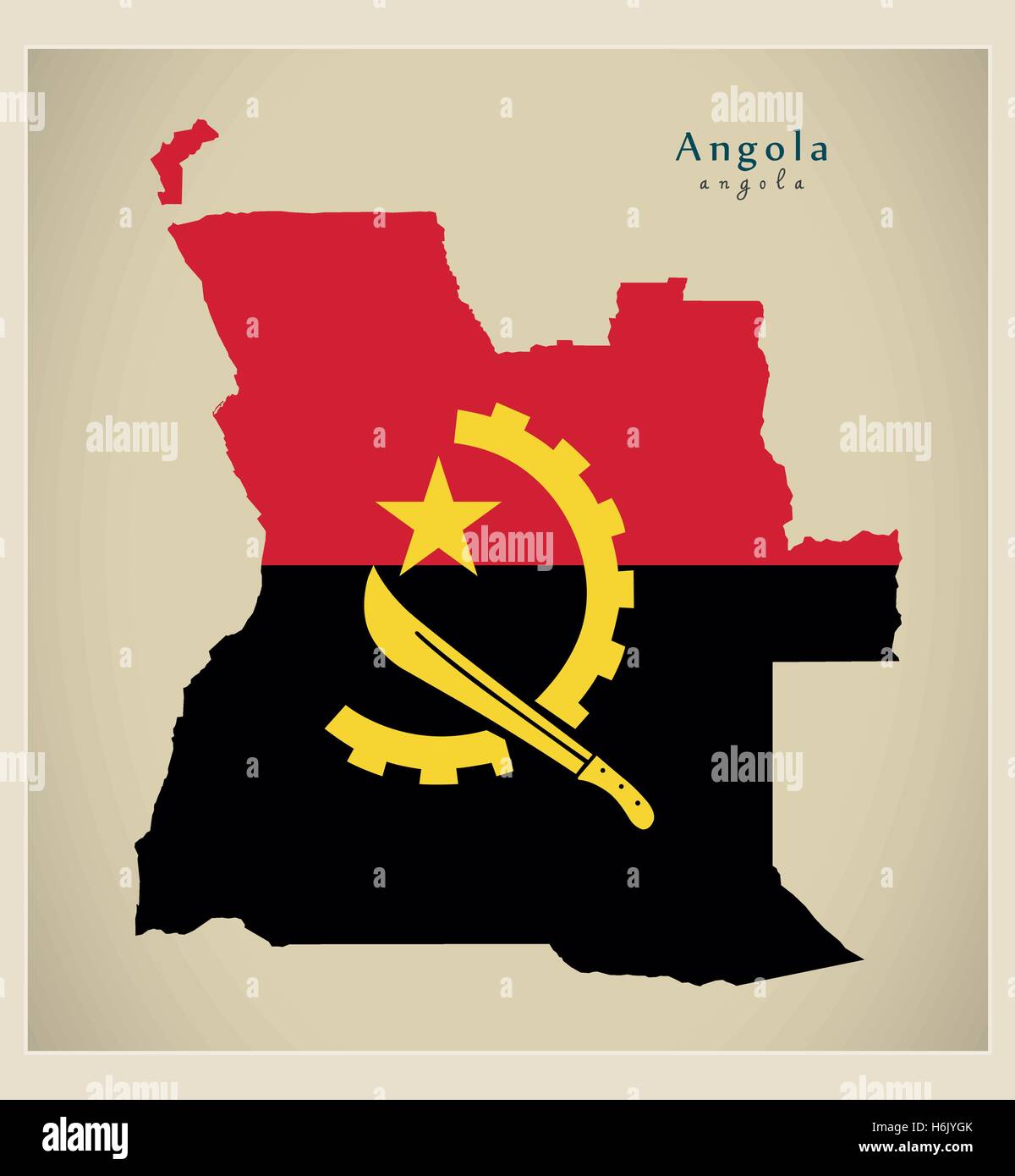 Modern Map - Angola flag colored AO Stock Vector