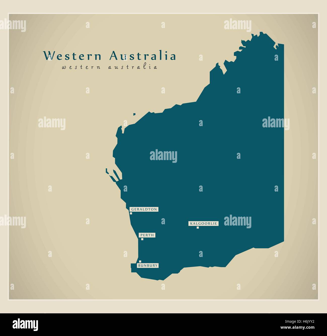 Modern Map - Western Australia AU Stock Vector