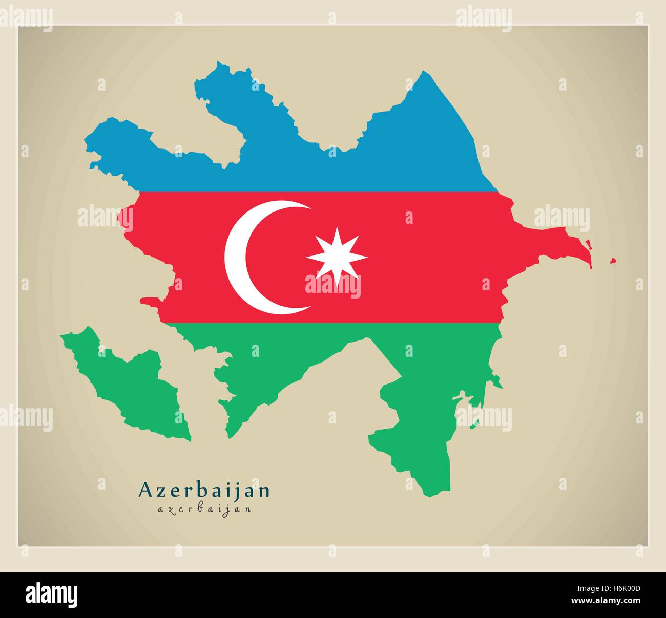 Modern Map - Azerbaijan flag colored AZ Stock Vector