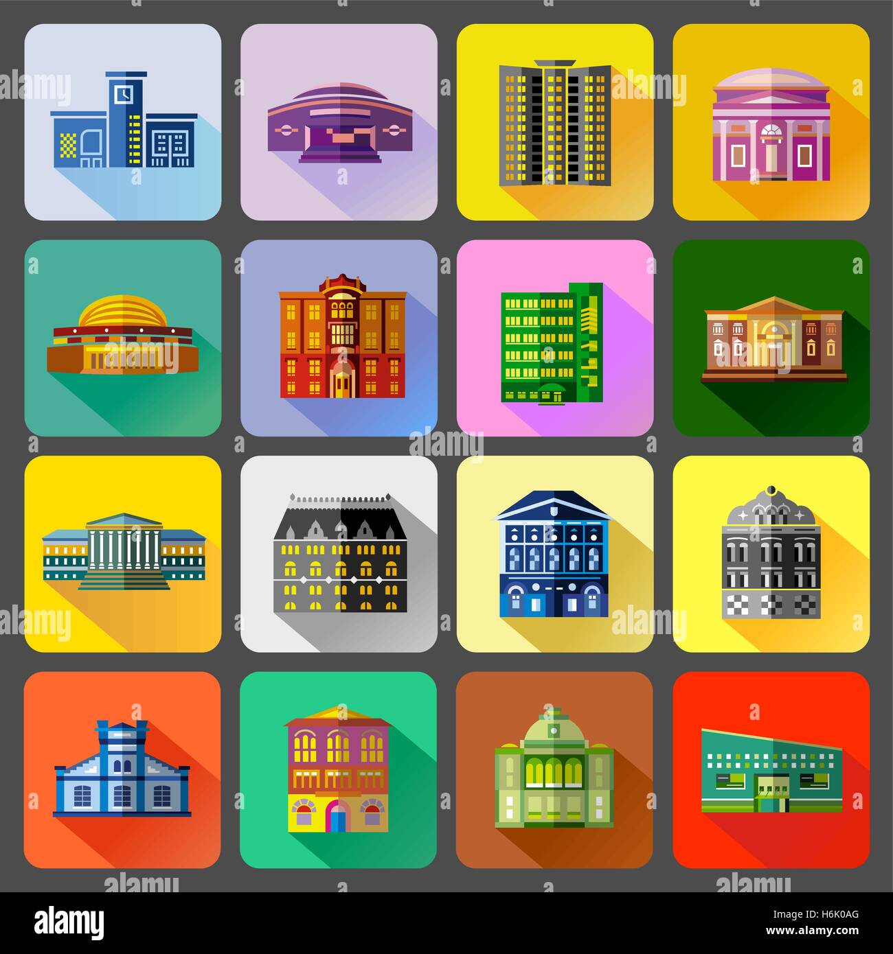 Public buildings icons set, flat style Stock Vector Image & Art - Alamy