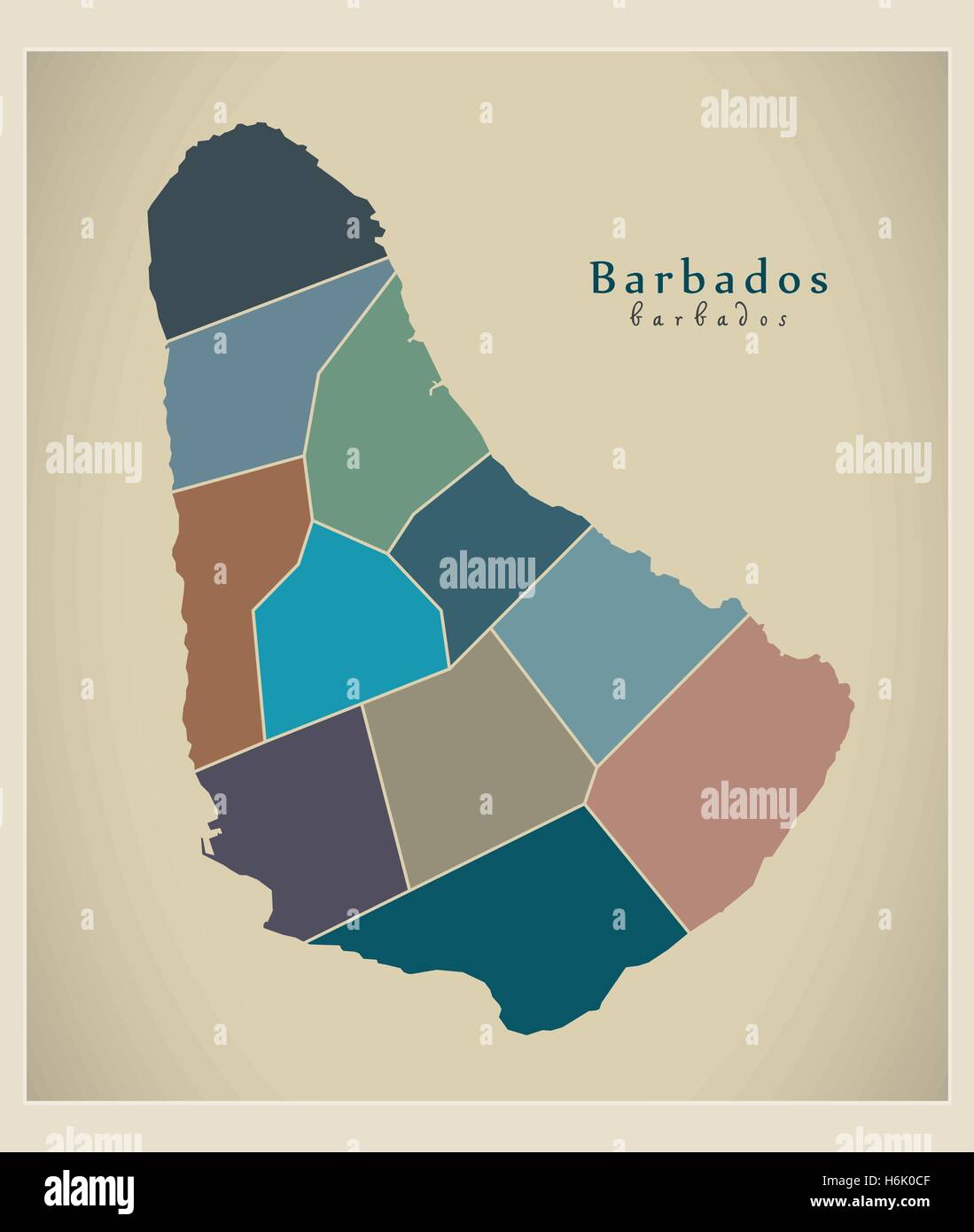 Modern Map Barbados With Parishes Colored BB Stock Vector Image Art Modern Map Barbados With Parishes Colored BB Stock Vector Image Art