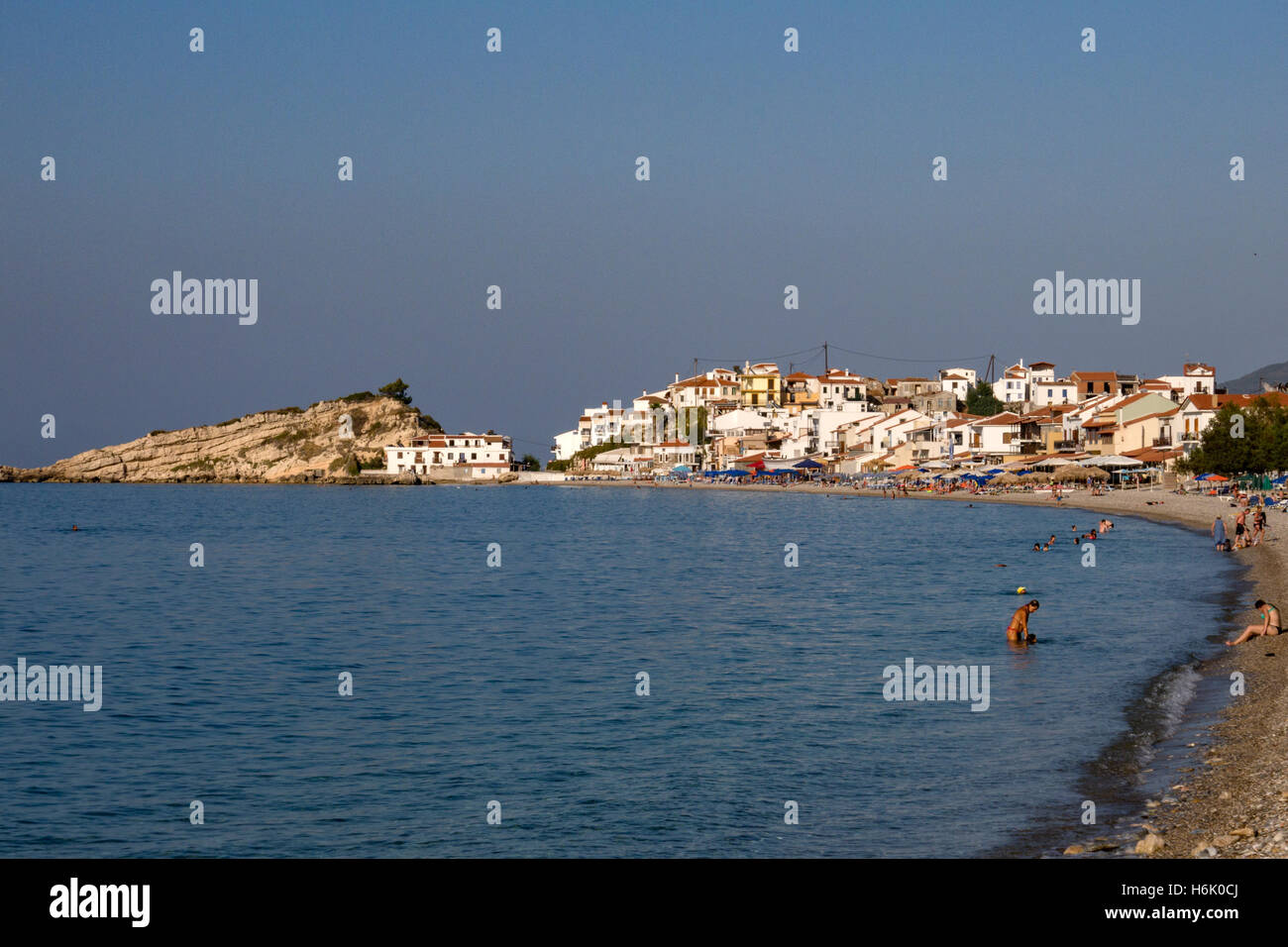 Scenic view of Kokkari Beach Samos Island Greece Stock Photo
