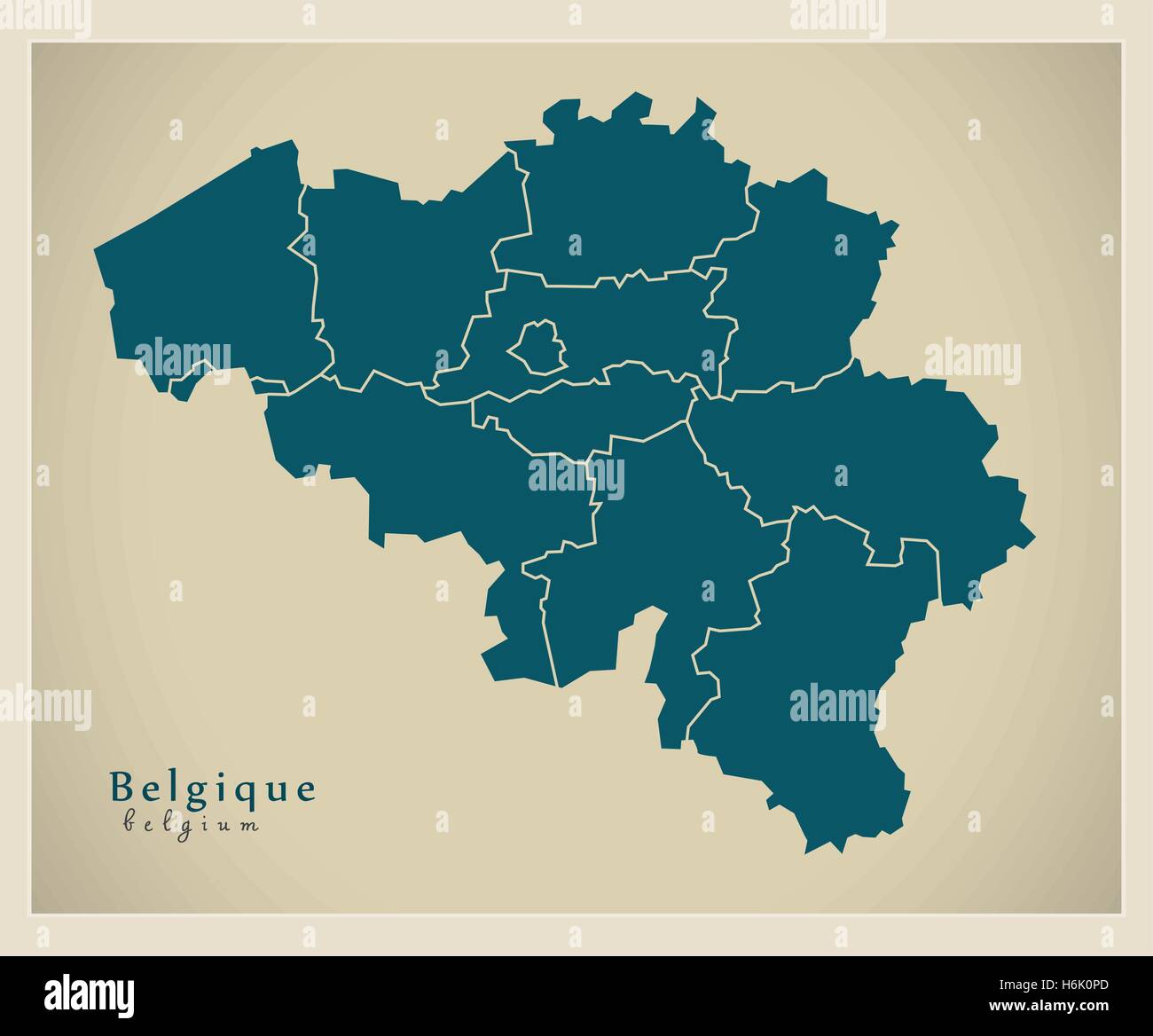Modern Map - Belgium with states BE Stock Vector